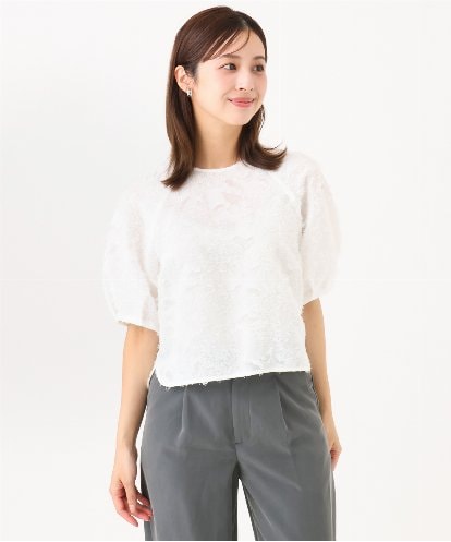 F6BHD05230 MICHEL KLEIN(小さいサイズ) 【小さいサイズ】[セットアップ対応]フラワージャカードブラウス