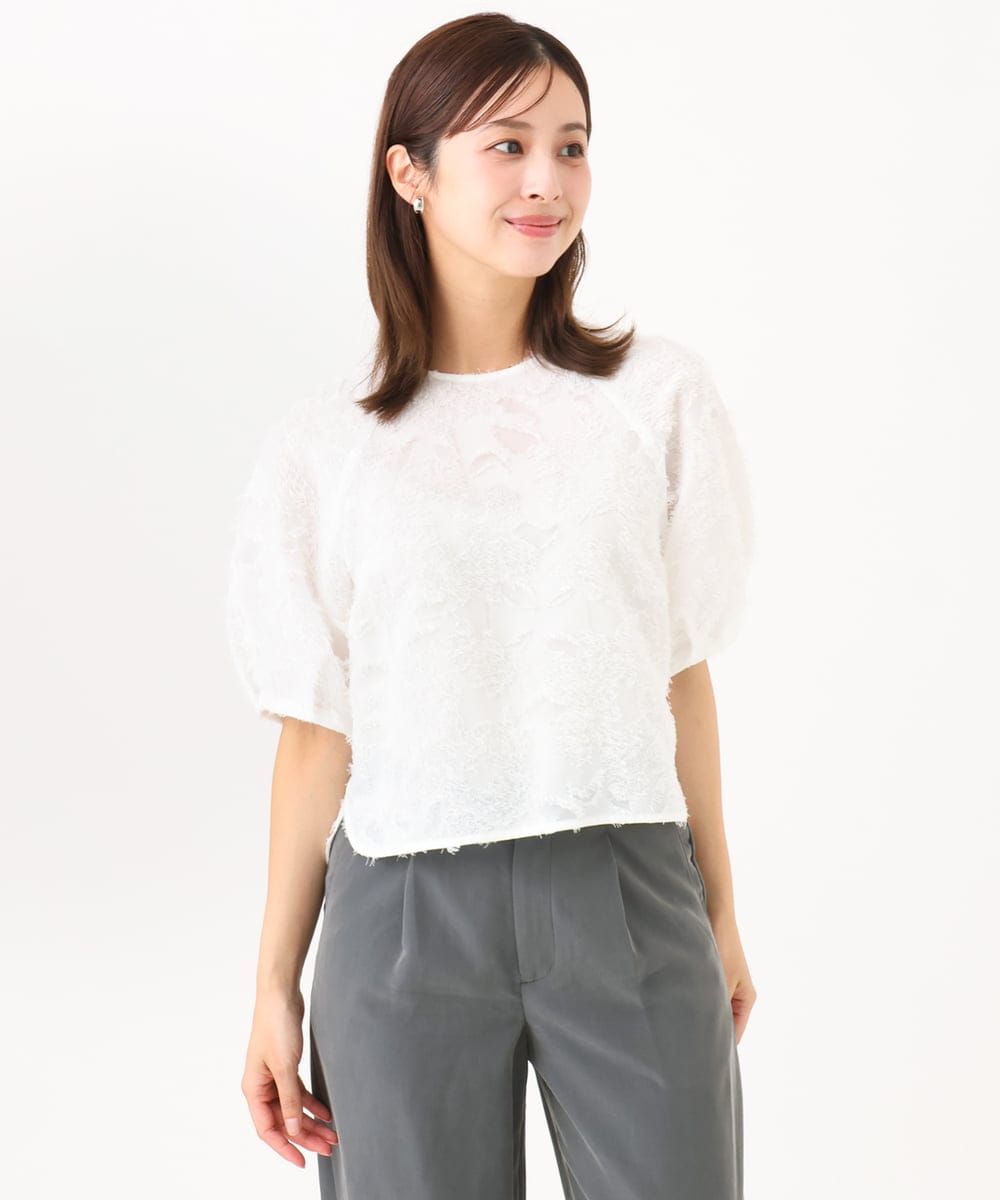 F6BHD05230 MICHEL KLEIN(小さいサイズ) 【小さいサイズ】[セットアップ対応]フラワージャカードブラウス
