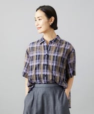 F6BHD06240 MICHEL KLEIN(小さいサイズ)(メゾン ドゥ サンク) [小さいサイズ]シアーチェックシャツ パープル