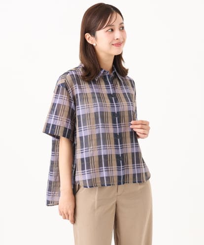 F6BHD06240 MICHEL KLEIN(小さいサイズ) [小さいサイズ]シアーチェックシャツ