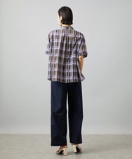 F6BHD06240 MICHEL KLEIN(小さいサイズ)(メゾン ドゥ サンク) [小さいサイズ]シアーチェックシャツ パープル