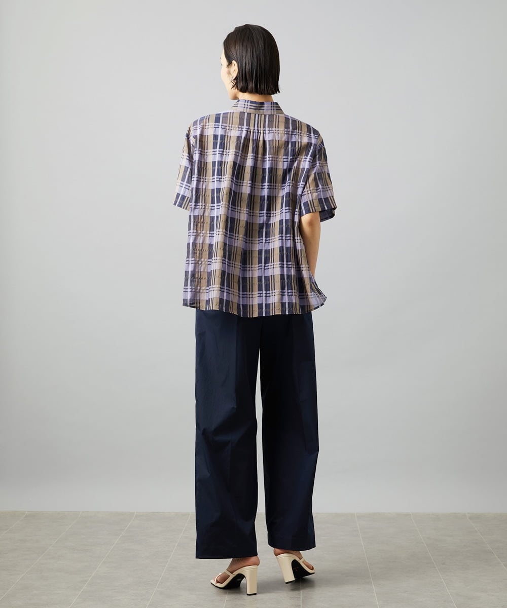 F6BHD06240 MICHEL KLEIN(小さいサイズ)(メゾン ドゥ サンク) [小さいサイズ]シアーチェックシャツ パープル