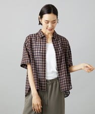 F6BHD06240 MICHEL KLEIN(小さいサイズ)(メゾン ドゥ サンク) [小さいサイズ]シアーチェックシャツ パープル