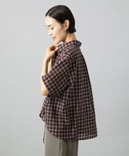 F6BHD06240 MICHEL KLEIN(小さいサイズ)(メゾン ドゥ サンク) [小さいサイズ]シアーチェックシャツ パープル