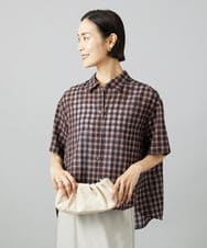 F6BHD06240 MICHEL KLEIN(小さいサイズ)(メゾン ドゥ サンク) [小さいサイズ]シアーチェックシャツ パープル