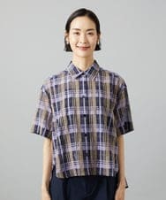 F6BHD06240 MICHEL KLEIN(小さいサイズ)(メゾン ドゥ サンク) [小さいサイズ]シアーチェックシャツ パープル