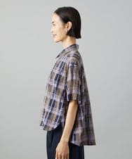 F6BHD06240 MICHEL KLEIN(小さいサイズ)(メゾン ドゥ サンク) [小さいサイズ]シアーチェックシャツ パープル