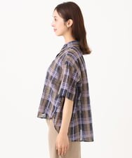 F6BHD06240 MICHEL KLEIN(小さいサイズ)(メゾン ドゥ サンク) [小さいサイズ]シアーチェックシャツ パープル