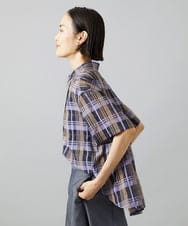 F6BHD06240 MICHEL KLEIN(小さいサイズ)(メゾン ドゥ サンク) [小さいサイズ]シアーチェックシャツ パープル