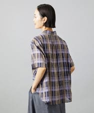 F6BHD06240 MICHEL KLEIN(小さいサイズ)(メゾン ドゥ サンク) [小さいサイズ]シアーチェックシャツ パープル