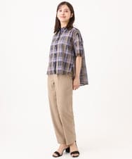 F6BHD06240 MICHEL KLEIN(小さいサイズ)(メゾン ドゥ サンク) [小さいサイズ]シアーチェックシャツ パープル