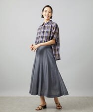 F6BHD06240 MICHEL KLEIN(小さいサイズ)(メゾン ドゥ サンク) [小さいサイズ]シアーチェックシャツ パープル
