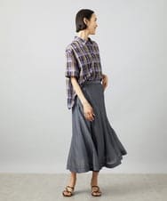 F6BHD06240 MICHEL KLEIN(小さいサイズ)(メゾン ドゥ サンク) [小さいサイズ]シアーチェックシャツ パープル
