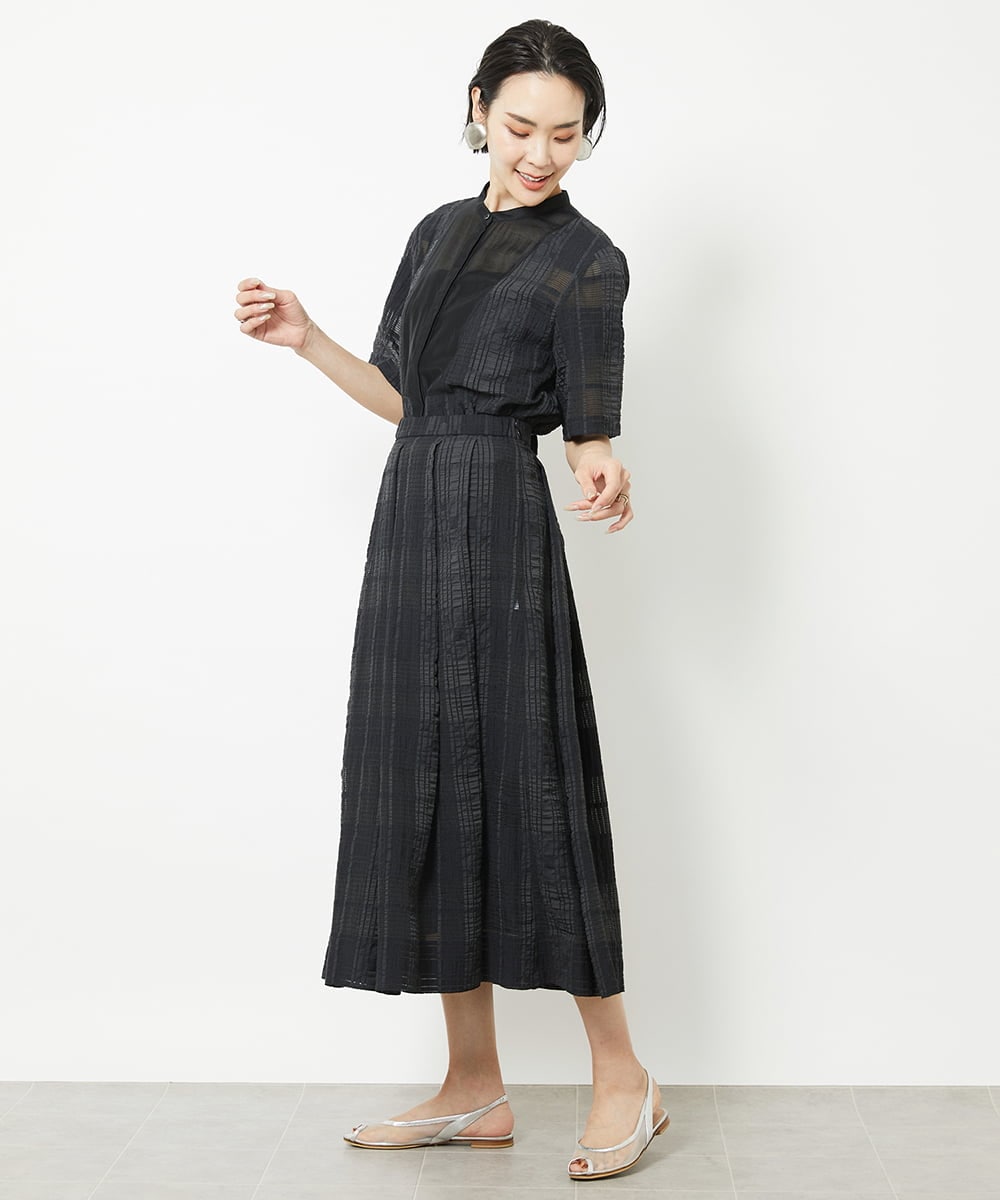 F6BHV51190 MICHEL KLEIN(小さいサイズ)(メゾン ドゥ サンク) [小さいサイズ]チェックジャカードレースブラウス(セットアップ対応) アイボリー(90)
