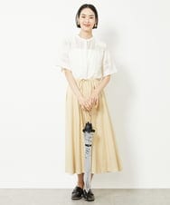 F6BHV51190 MICHEL KLEIN(小さいサイズ)(メゾン ドゥ サンク) [小さいサイズ]チェックジャカードレースブラウス(セットアップ対応) アイボリー(90)