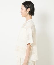 F6BHV51190 MICHEL KLEIN(小さいサイズ)(メゾン ドゥ サンク) [小さいサイズ]チェックジャカードレースブラウス(セットアップ対応) アイボリー(90)