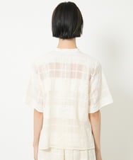 F6BHV51190 MICHEL KLEIN(小さいサイズ)(メゾン ドゥ サンク) [小さいサイズ]チェックジャカードレースブラウス(セットアップ対応) アイボリー(90)