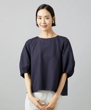 F6BID09230 MICHEL KLEIN(小さいサイズ)(メゾン ドゥ サンク) [小さいサイズ]パフスリーブブラウス ネイビー