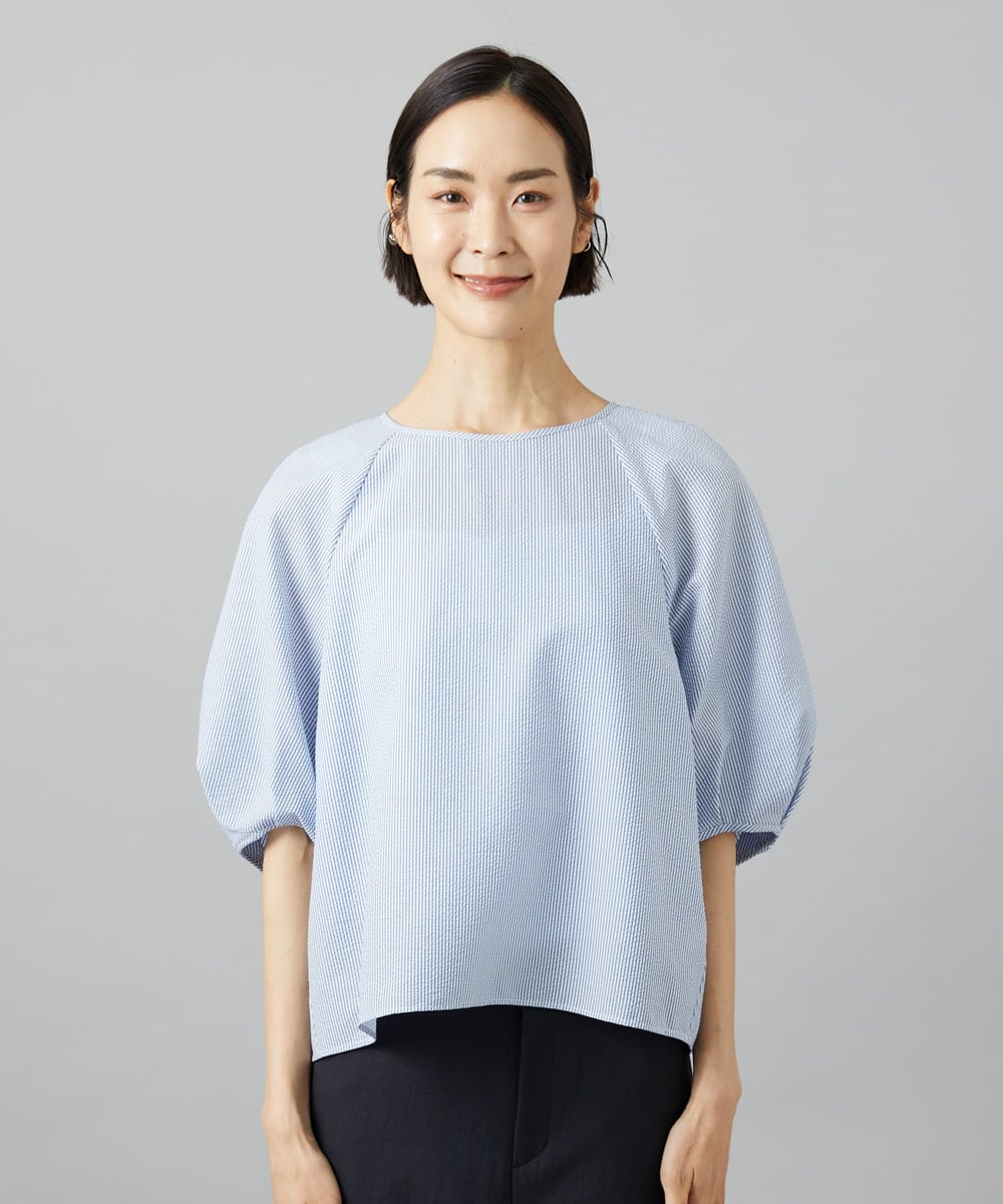 F6BID09230 MICHEL KLEIN(小さいサイズ)(メゾン ドゥ サンク) [小さいサイズ]パフスリーブブラウス ライトグレー
