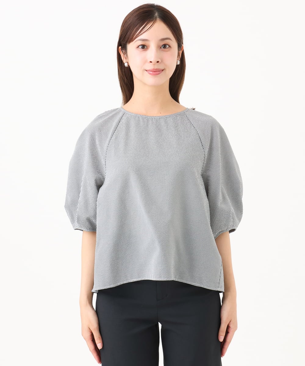 F6BID09230 MICHEL KLEIN(小さいサイズ)(メゾン ドゥ サンク) [小さいサイズ]パフスリーブブラウス ライトグレー