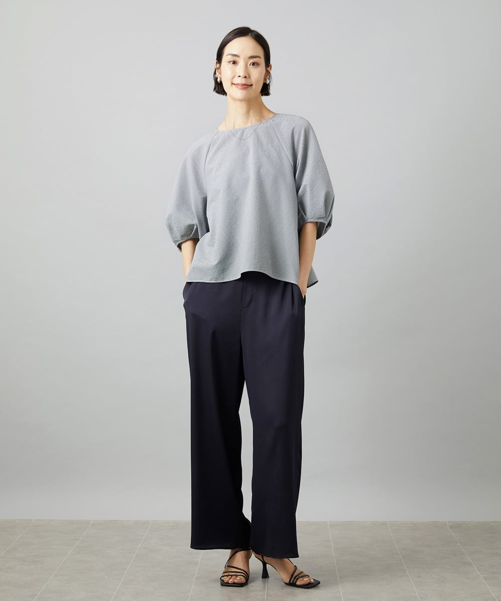 F6BID09230 MICHEL KLEIN(小さいサイズ)(メゾン ドゥ サンク) [小さいサイズ]パフスリーブブラウス ライトグレー
