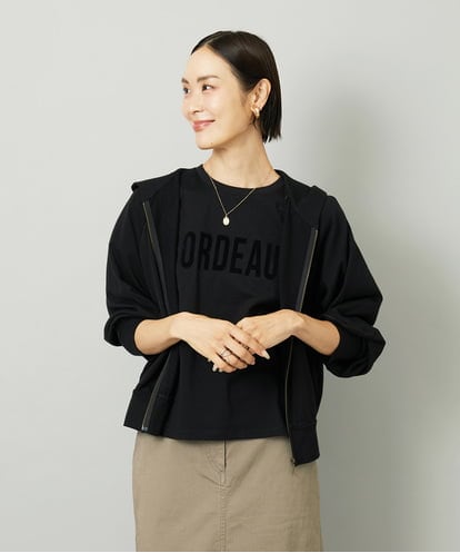 F6CAD04270 MICHEL KLEIN(小さいサイズ) [小さいサイズ]シアー裏毛アクセントラメパーカー