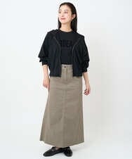 F6CAD04270 MICHEL KLEIN(小さいサイズ)(メゾン ドゥ サンク) [小さいサイズ]シアー裏毛アクセントラメパーカー ブラック