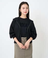 F6CAD04270 MICHEL KLEIN(小さいサイズ)(メゾン ドゥ サンク) [小さいサイズ]シアー裏毛アクセントラメパーカー ブラック