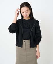 F6CAD04270 MICHEL KLEIN(小さいサイズ)(メゾン ドゥ サンク) [小さいサイズ]シアー裏毛アクセントラメパーカー ブラック