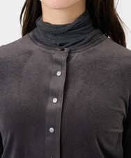 F6CAD16200 MICHEL KLEIN(小さいサイズ)(メゾン ドゥ サンク) [小さいサイズ]シアーベロアクルーネックカーディガン ダークグレー