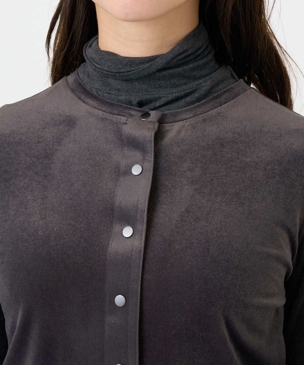 F6CAD16200 MICHEL KLEIN(小さいサイズ)(メゾン ドゥ サンク) [小さいサイズ]シアーベロアクルーネックカーディガン ダークグレー