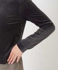 F6CAD16200 MICHEL KLEIN(小さいサイズ)(メゾン ドゥ サンク) [小さいサイズ]シアーベロアクルーネックカーディガン ダークグレー