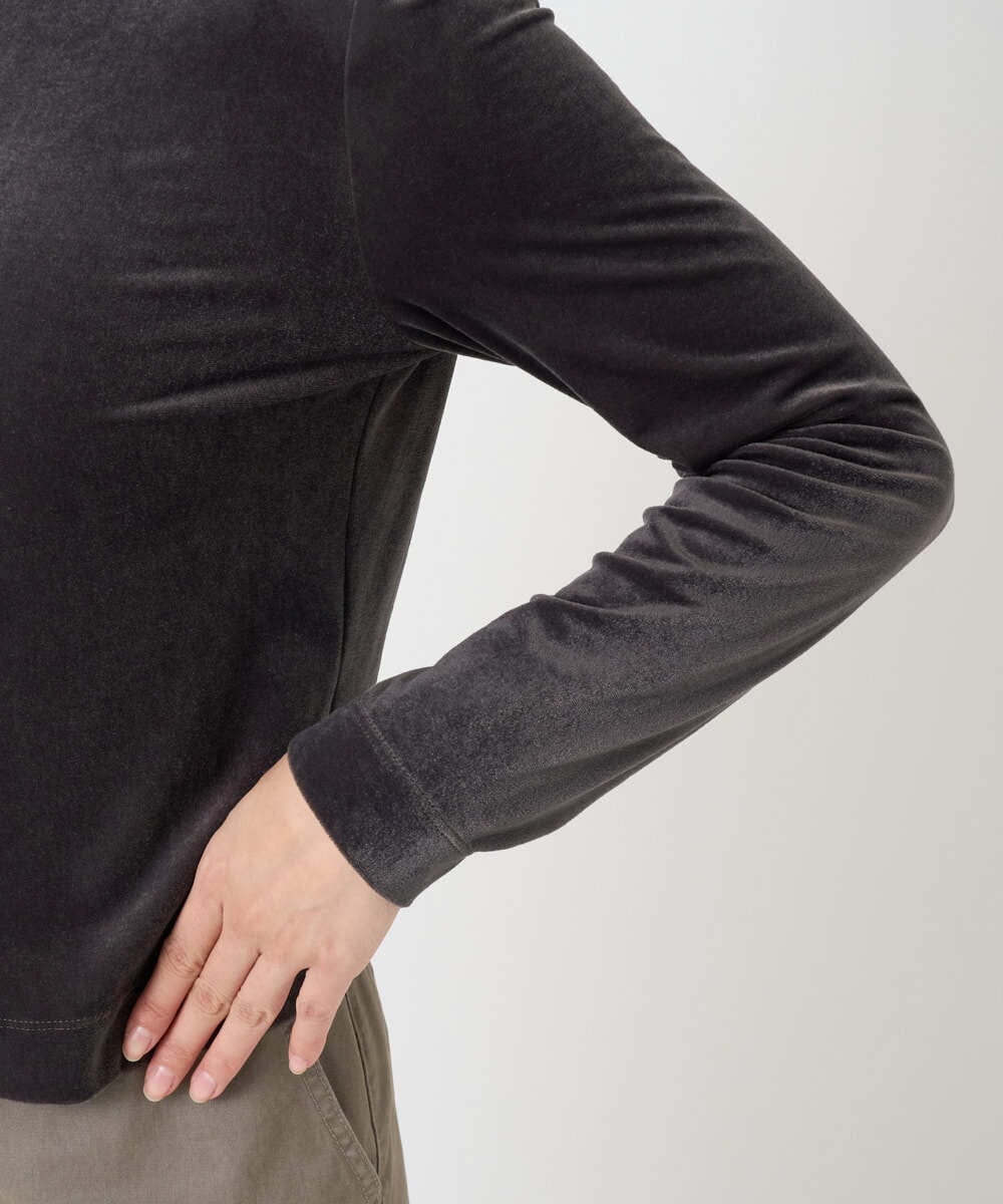 F6CAD16200 MICHEL KLEIN(小さいサイズ)(メゾン ドゥ サンク) [小さいサイズ]シアーベロアクルーネックカーディガン ダークグレー