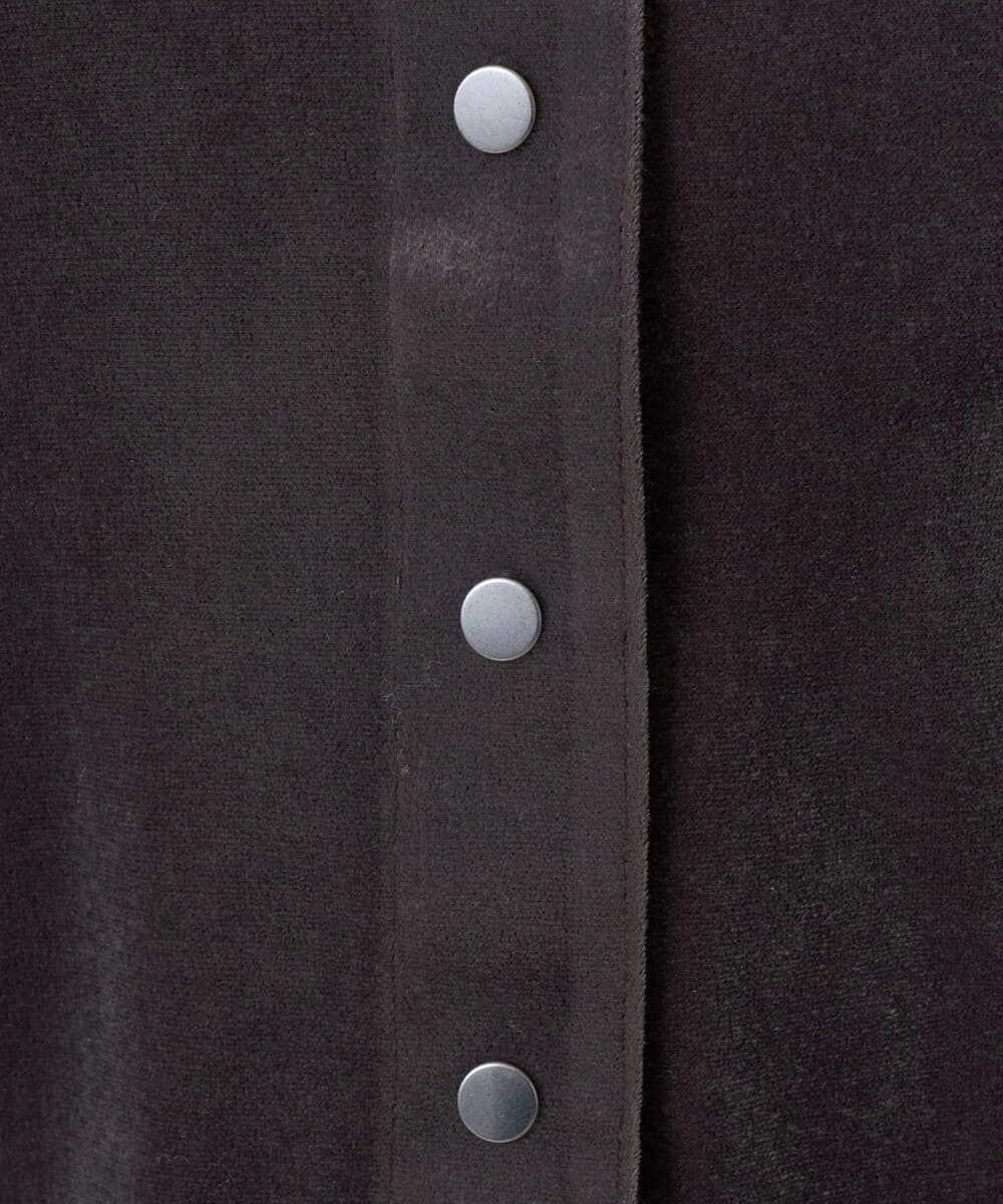 F6CAD16200 MICHEL KLEIN(小さいサイズ)(メゾン ドゥ サンク) [小さいサイズ]シアーベロアクルーネックカーディガン ダークグレー