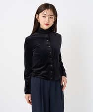 F6CAD16200 MICHEL KLEIN(小さいサイズ)(メゾン ドゥ サンク) [小さいサイズ]シアーベロアクルーネックカーディガン ダークグレー