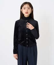 F6CAD16200 MICHEL KLEIN(小さいサイズ)(メゾン ドゥ サンク) [小さいサイズ]シアーベロアクルーネックカーディガン ダークグレー