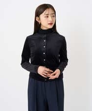 F6CAD16200 MICHEL KLEIN(小さいサイズ)(メゾン ドゥ サンク) [小さいサイズ]シアーベロアクルーネックカーディガン ダークグレー