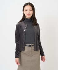 F6CAD16200 MICHEL KLEIN(小さいサイズ)(メゾン ドゥ サンク) [小さいサイズ]シアーベロアクルーネックカーディガン ダークグレー