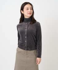 F6CAD16200 MICHEL KLEIN(小さいサイズ)(メゾン ドゥ サンク) [小さいサイズ]シアーベロアクルーネックカーディガン ダークグレー