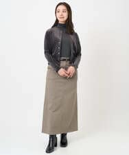 F6CAD16200 MICHEL KLEIN(小さいサイズ)(メゾン ドゥ サンク) [小さいサイズ]シアーベロアクルーネックカーディガン ダークグレー