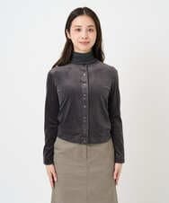 F6CAD16200 MICHEL KLEIN(小さいサイズ)(メゾン ドゥ サンク) [小さいサイズ]シアーベロアクルーネックカーディガン ダークグレー