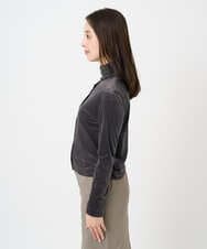 F6CAD16200 MICHEL KLEIN(小さいサイズ)(メゾン ドゥ サンク) [小さいサイズ]シアーベロアクルーネックカーディガン ダークグレー