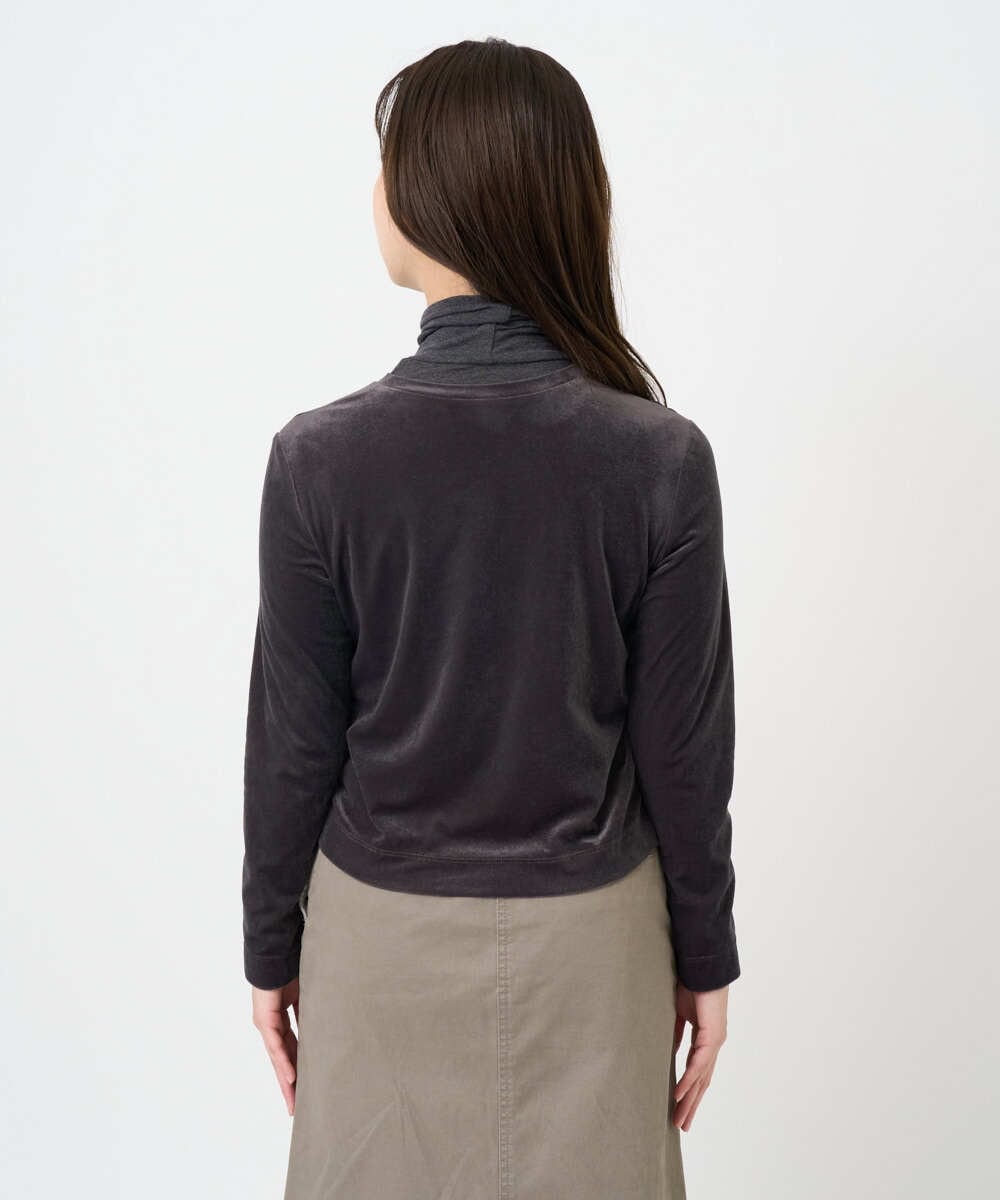 F6CAD16200 MICHEL KLEIN(小さいサイズ)(メゾン ドゥ サンク) [小さいサイズ]シアーベロアクルーネックカーディガン ダークグレー