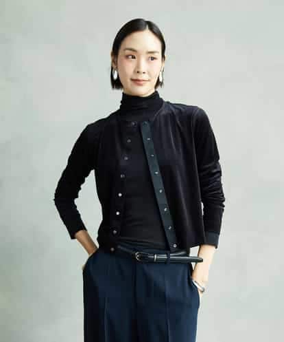 F6CAD16200 MICHEL KLEIN(小さいサイズ) [小さいサイズ]シアーベロアクルーネックカーディガン