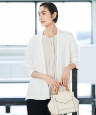 F6CGA13180 MICHEL KLEIN(小さいサイズ)(メゾン ドゥ サンク) [小さいサイズ]ドレープカーディガン(接触冷感/UVカット) ホワイト