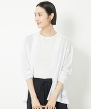 F6CHV11170 MICHEL KLEIN(小さいサイズ)(メゾン ドゥ サンク) [小さいサイズ]ミドル丈シアーカーディガン(日よけ/冷房対策に) ホワイト(90)