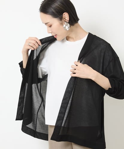 F6CHV11170 MICHEL KLEIN(小さいサイズ) [小さいサイズ]ミドル丈シアーカーディガン(日よけ/冷房対策に)