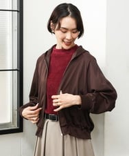 F6CJD30270 MICHEL KLEIN(小さいサイズ)(メゾン ドゥ サンク) シアー裏毛パーカー ブラウン