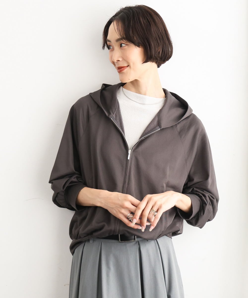 F6CJD30270 MICHEL KLEIN(小さいサイズ)(メゾン ドゥ サンク) シアー裏毛パーカー ダークグレー