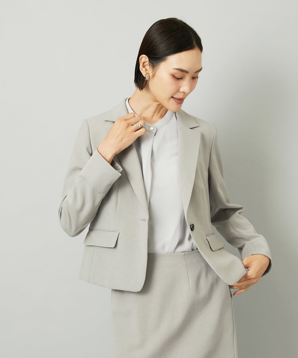 F6DAD36380 MICHEL KLEIN(小さいサイズ)(メゾン ドゥ サンク) [小さいサイズ][セットアップ対応]テーラードジャケット グレー